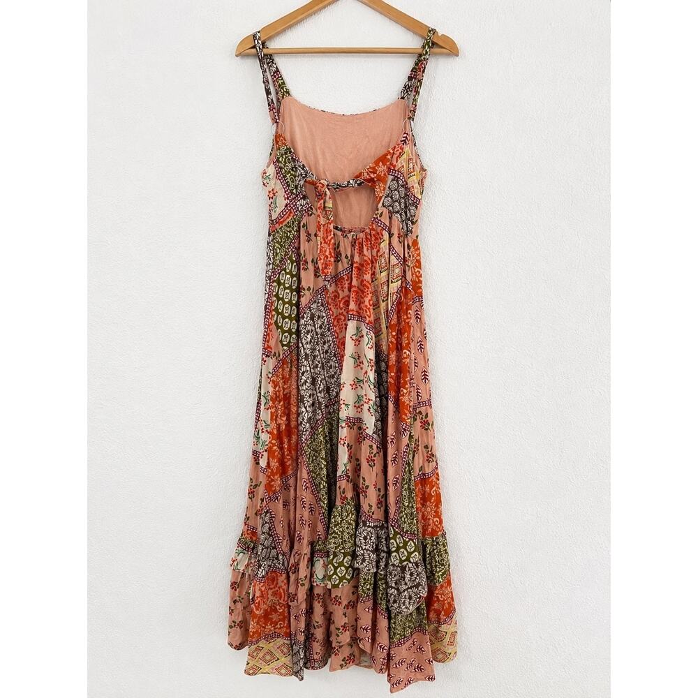 Abel The Label Gypsiana Patchwork Boho Open Back Tie Maxi Dress S Cottage Gypsy - Picture 3 of 10